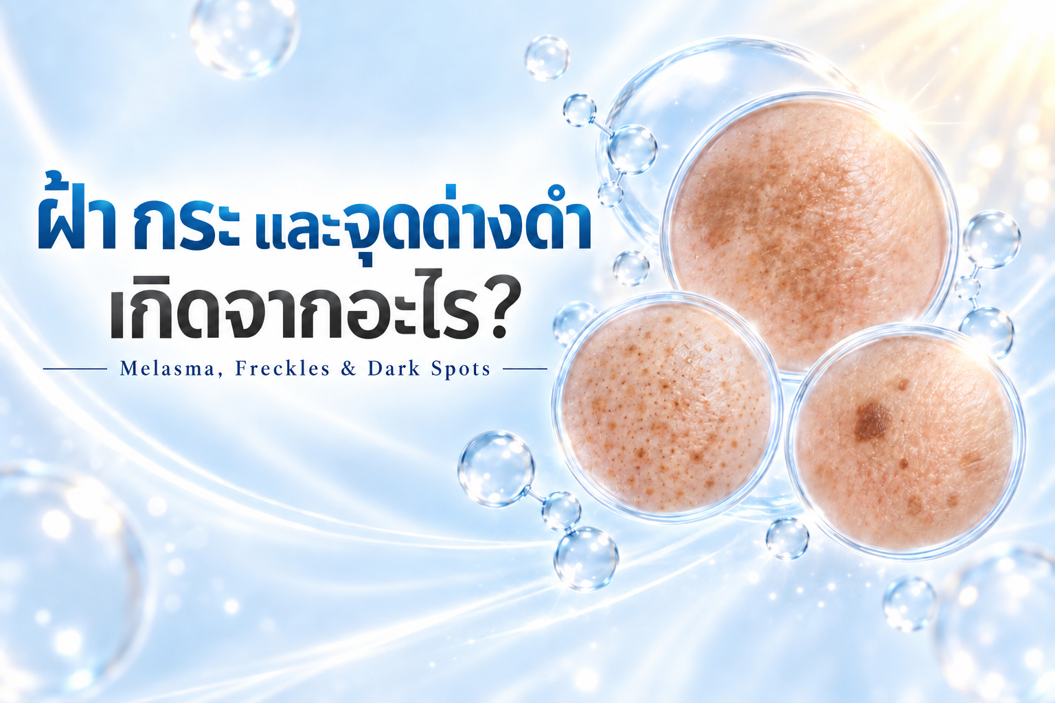 ปกบทความ ฝ้า กระ และจุดด่างดำ: สาเหตุและปัจจัยกระตุ้น